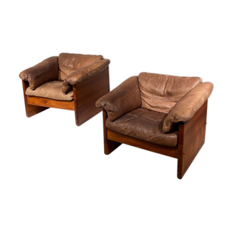 Pair of danish wood and leather