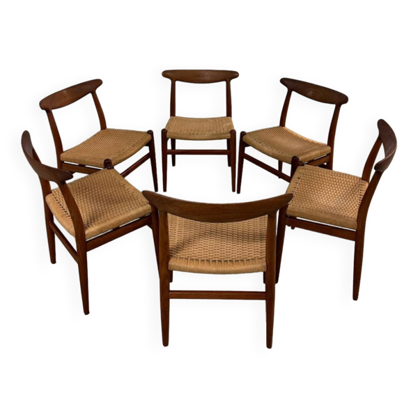 6x Chaises Hans Wegner par CM Madsen 1953 Danemark