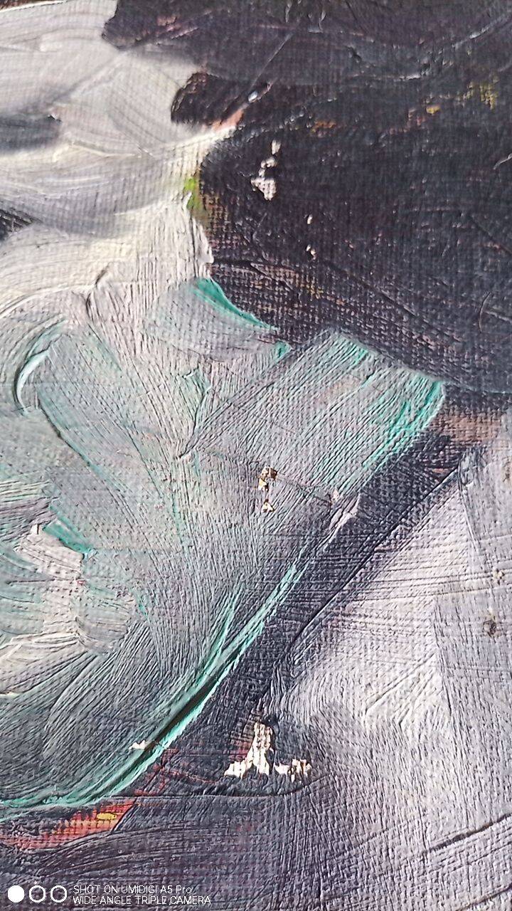 Oil on canvas - embracing couple - 55 x 38 cm