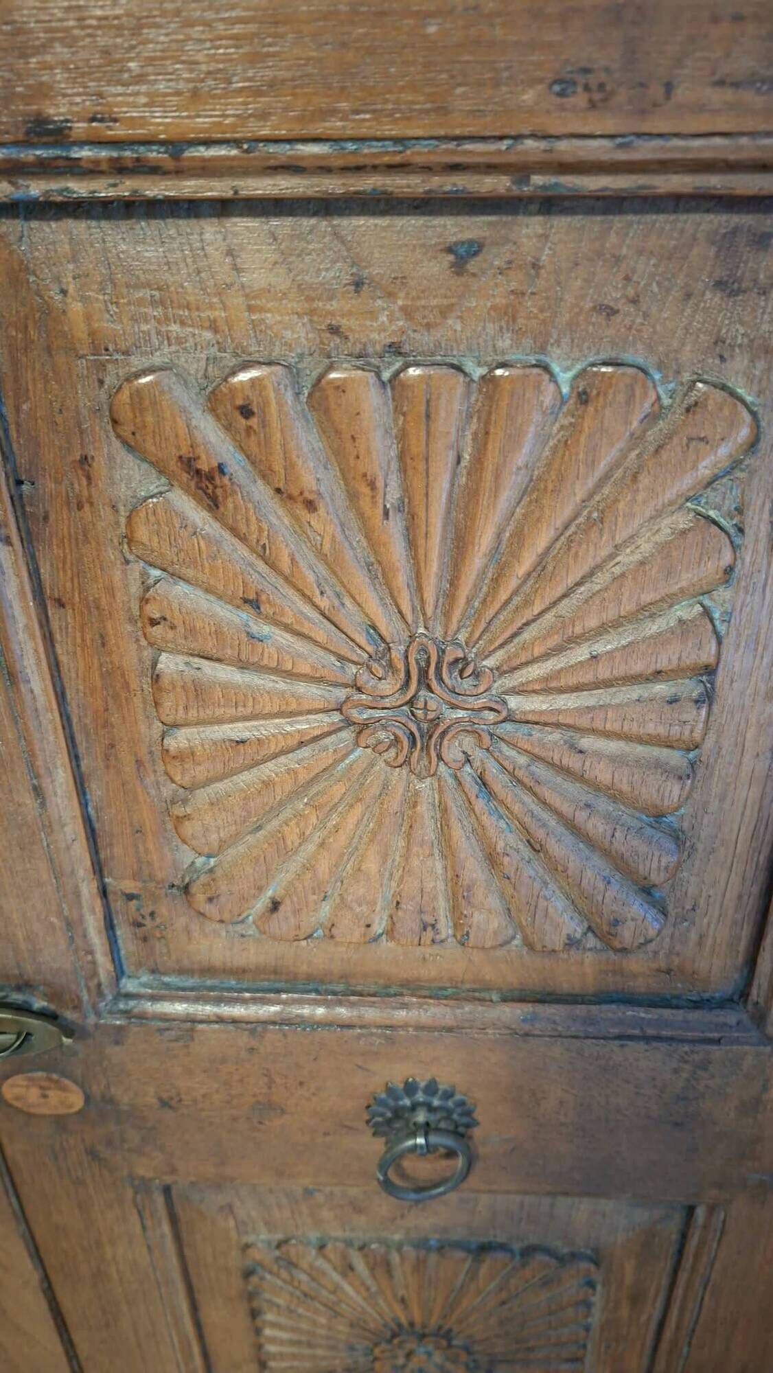 Antique Indian teak carved wardrobe