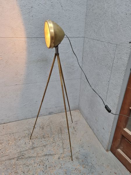 Ancien phare Ducellier en laiton poli sur trépied laiton réglable