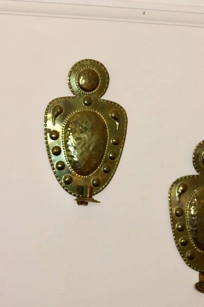 Mid-Century Swedish Wall Sconces in Antique Brass