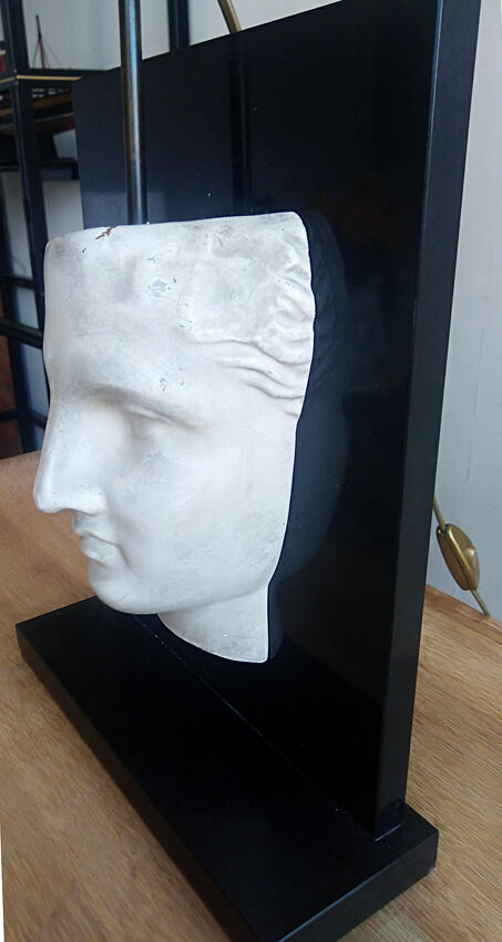 Antique-headed black marble lamp 1970/80