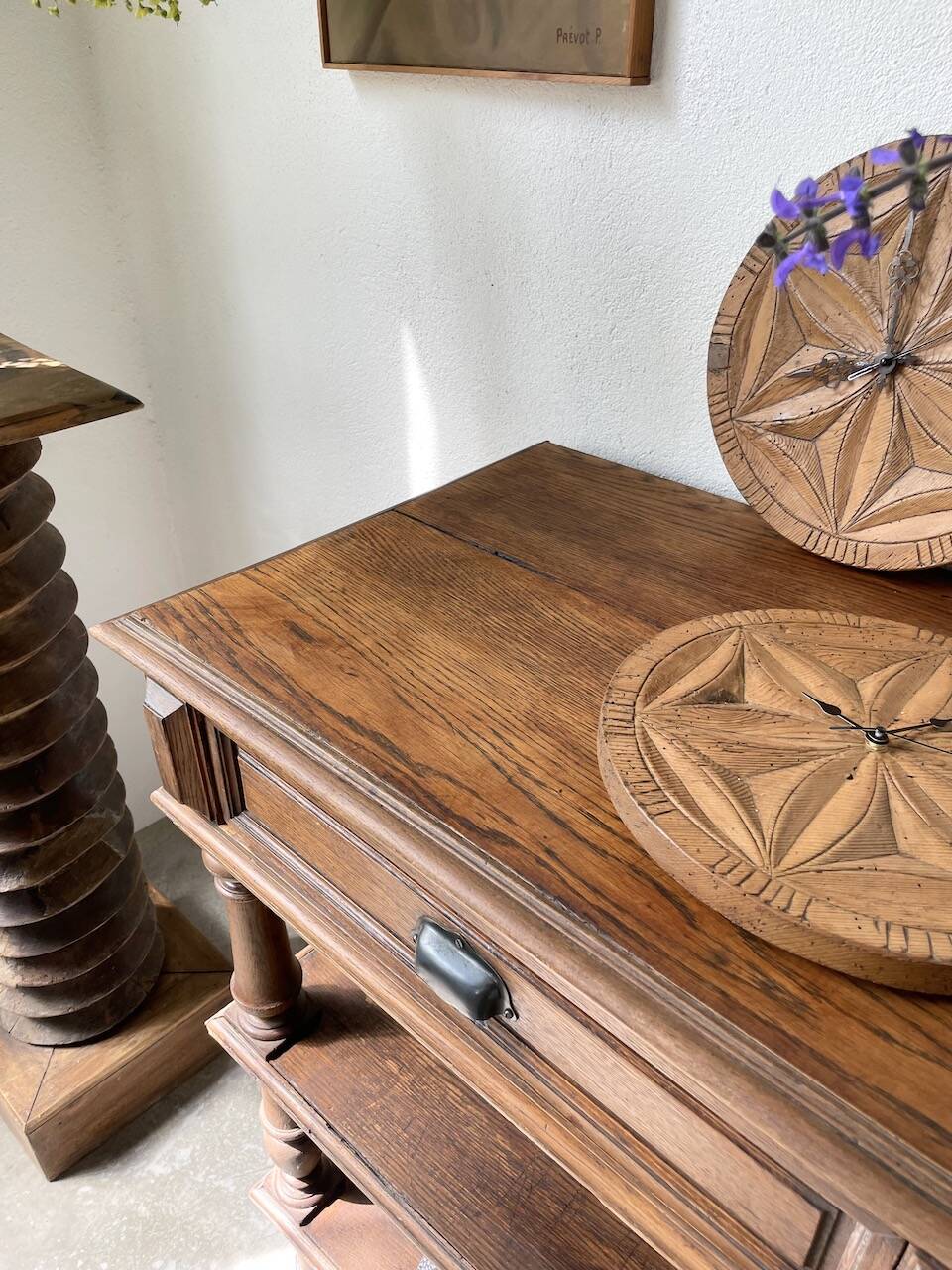 Drapière console en chêne 1950