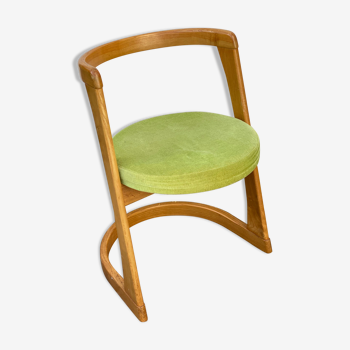 Mid century pine half circle chair