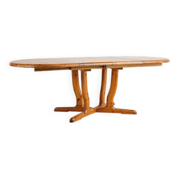 Brutalist extendable table in pine, Rainer Daumiller, Denmark, 1970s.