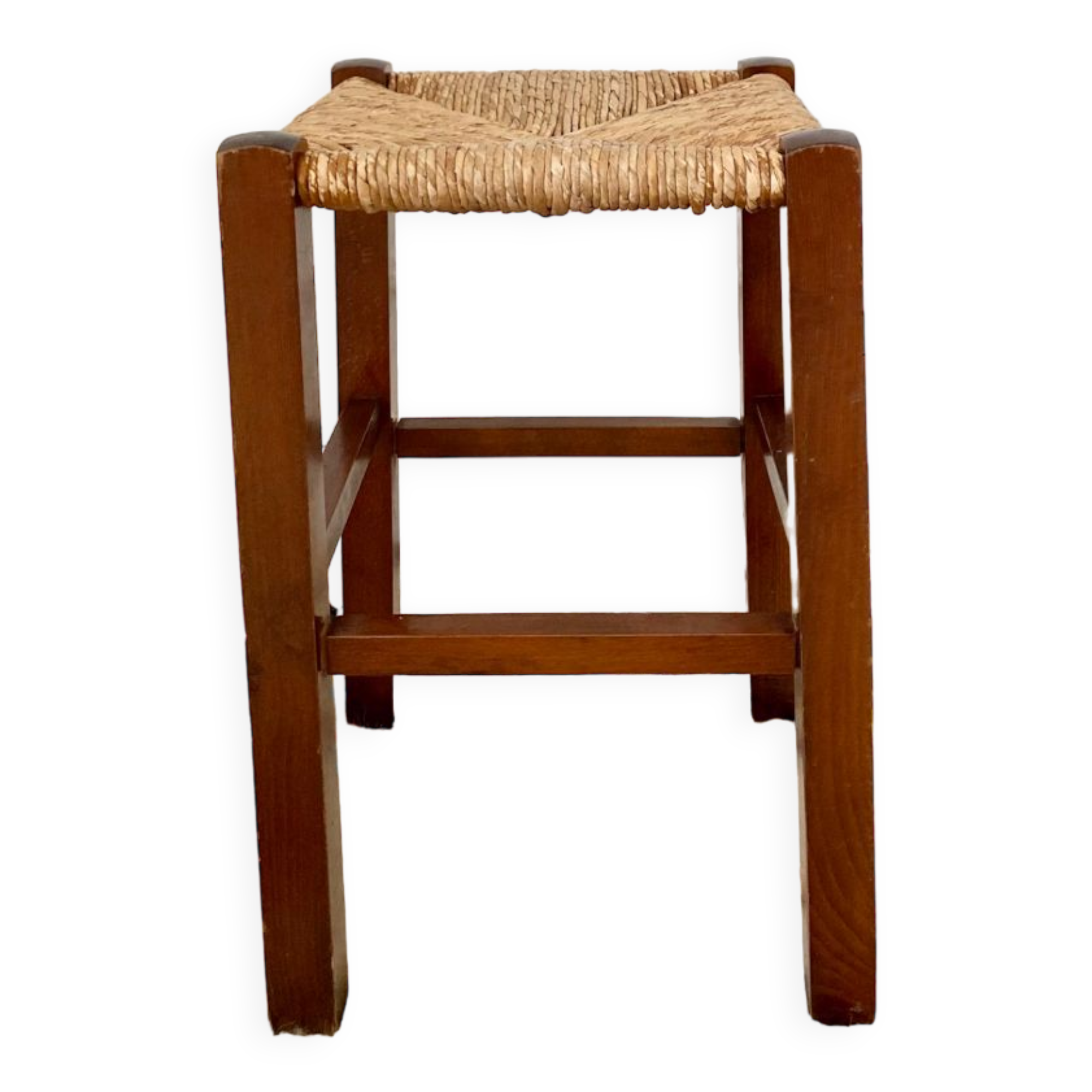 Tabouret bois paillé vintage