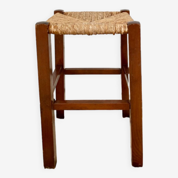 Vintage straw wood stool