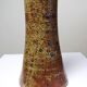 Tall bottle or soliflore in vintage handcrafted enamelled pyrite stoneware from the 60s and 70s