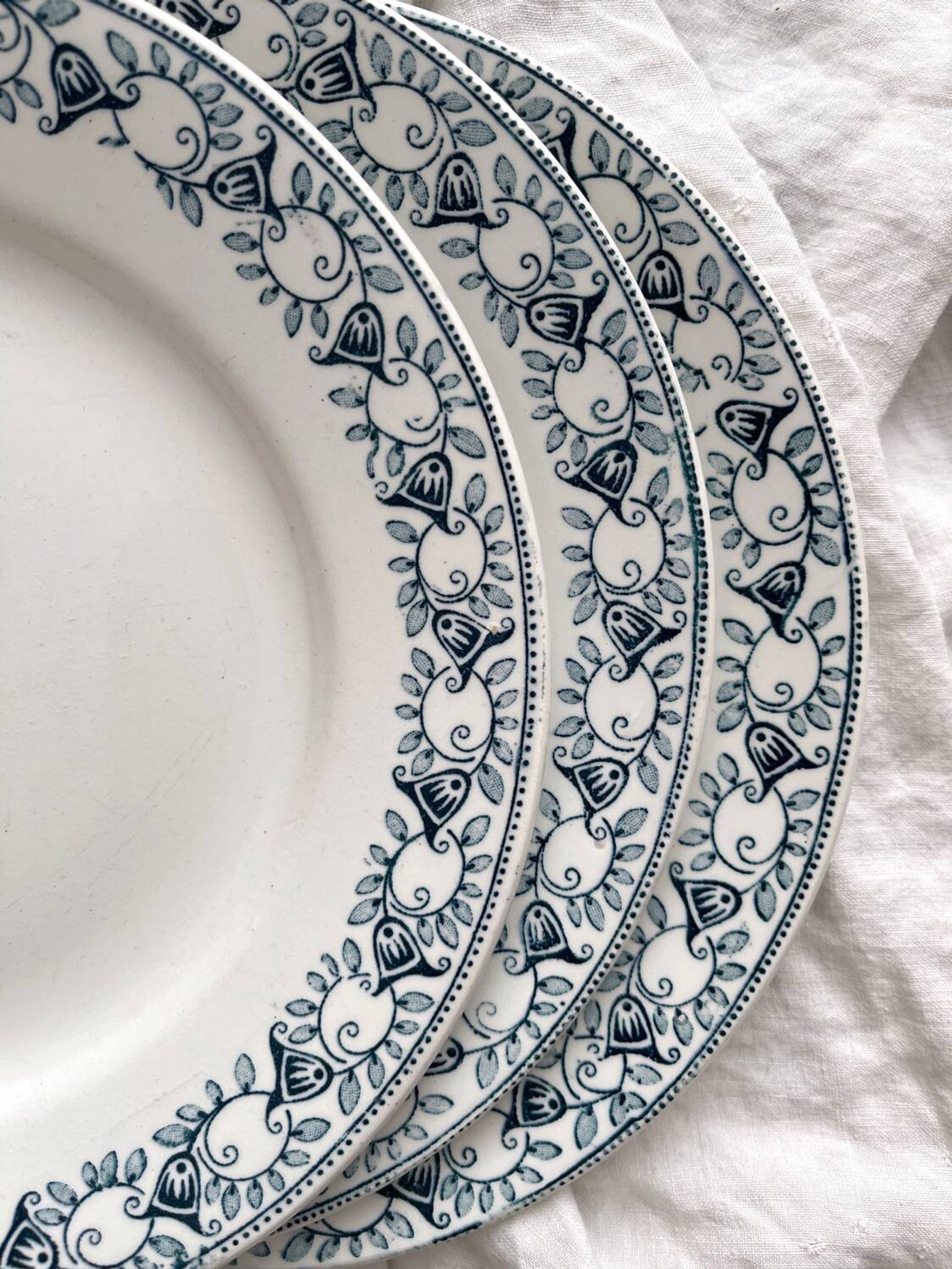 3 flat ironstone plates “Jenny” Saint Amand