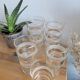 Set of 11 granite glass cups and golden edging