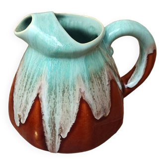 Enamelled stoneware ceramic pitcher