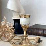 Bougeoirs en laiton et nacre