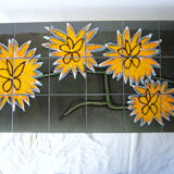 Low table tray vintage ceramic flowers