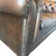 Vintage chocolate brown leather Chesterfield armchair/sofa