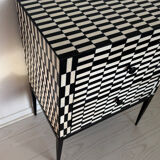 Checkerboard marquetry chest of drawers