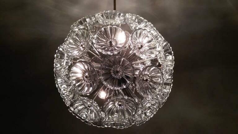 Midcentury Glass Dandelion Chandelier, Sputnik, 1970s
