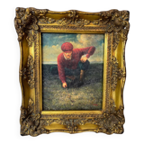Huile sur toile, Joueur de Golf, fin XIXe