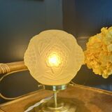 Vintage globe table lamp in art deco pressed frosted glass - circa 20