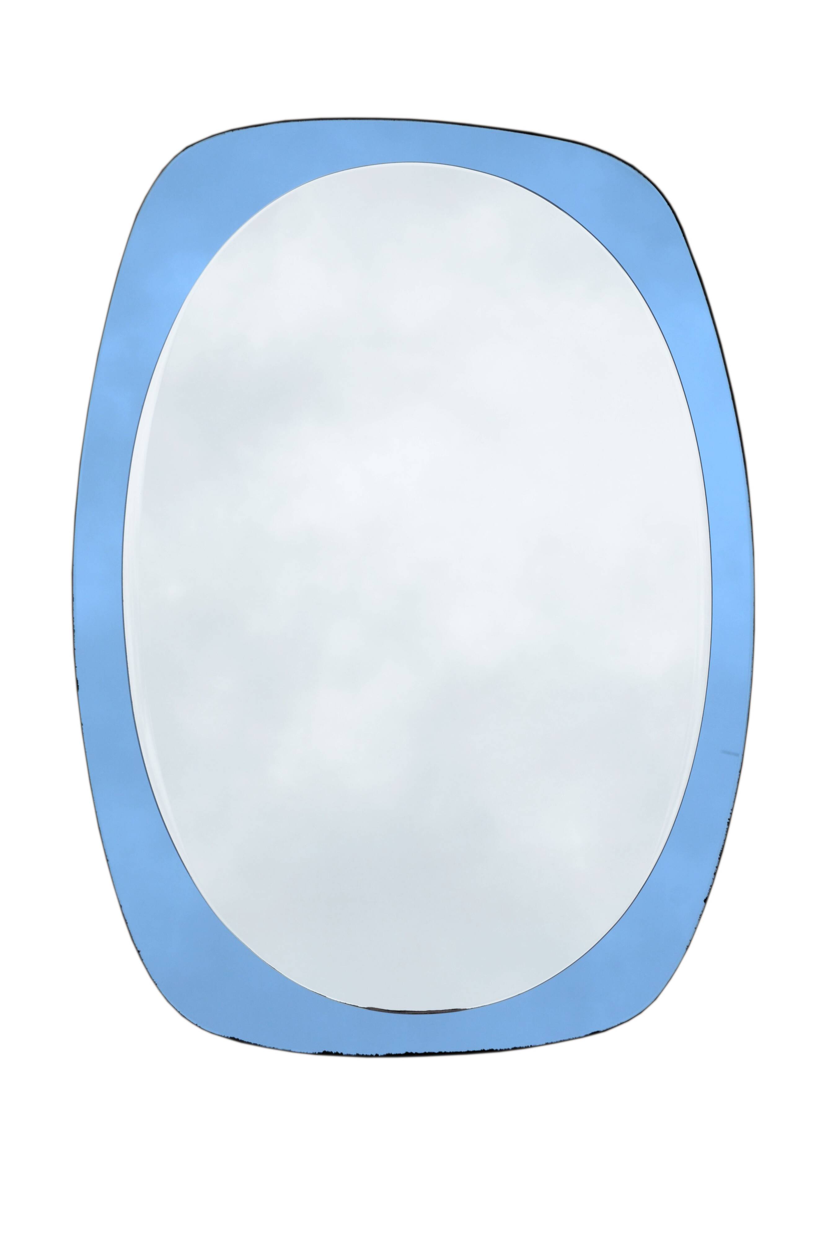 Blue mirror attributed to Fontana Arte, 1970