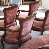 Louis XV style rocaille lounge, 4 armchairs and a bench seat