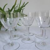 Set of 6 cut glass wine glasses