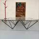 Vintage 1980s Italian architectural design metal coffee table.