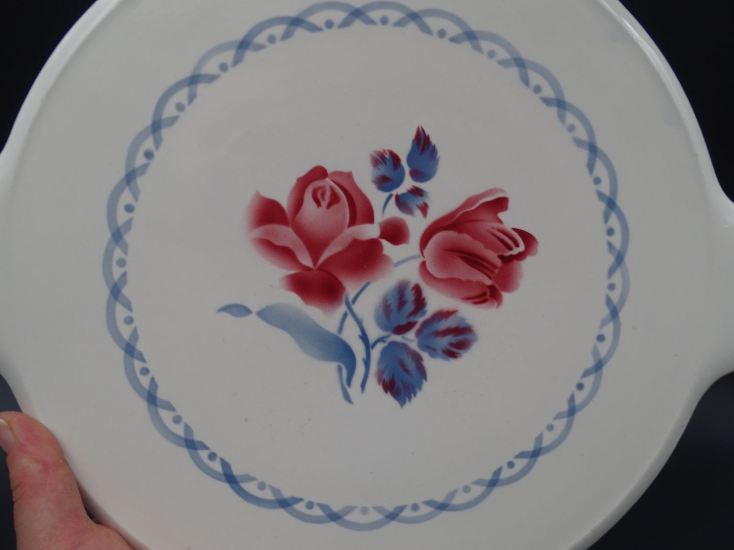 Digoin earthenware pie dish - Sarreguemines- Model Cannes - Rose decoration - circa 1940