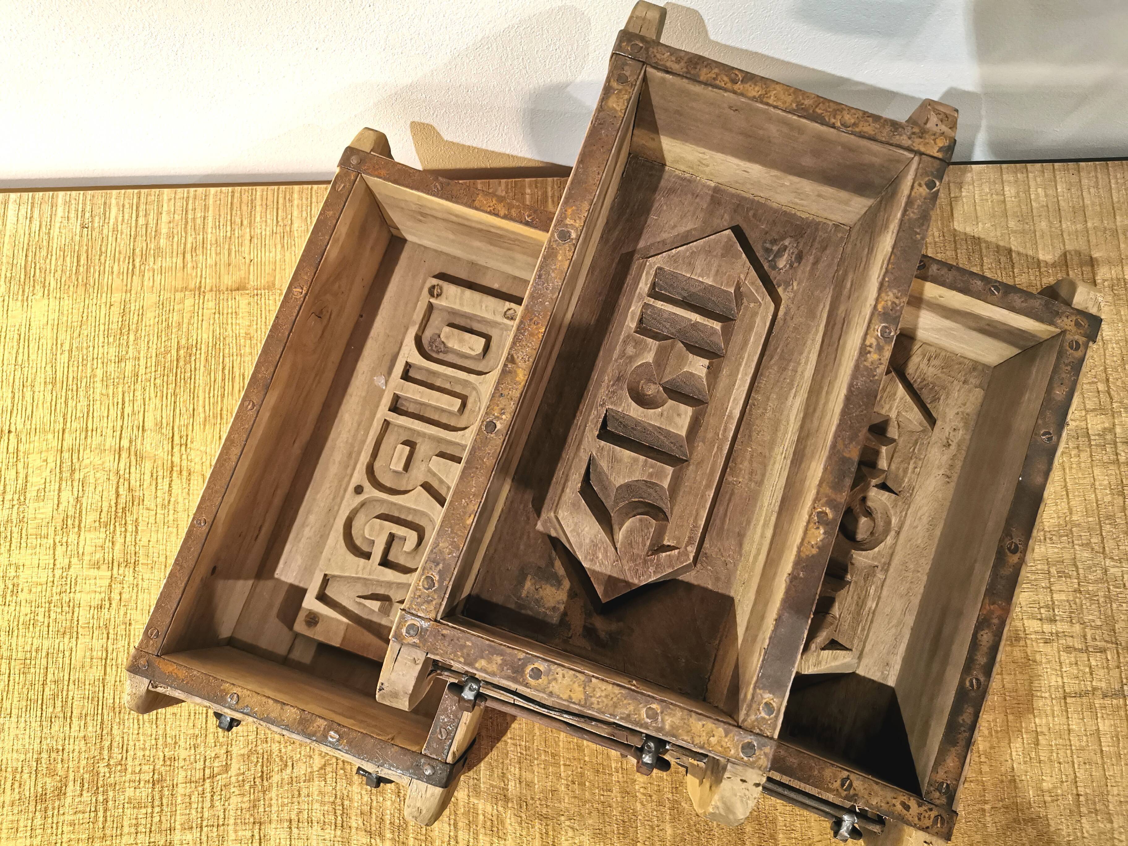 Set of 3 old brick moulds