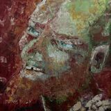 Oil on cardboard portrait of a man with a beard by Devaux