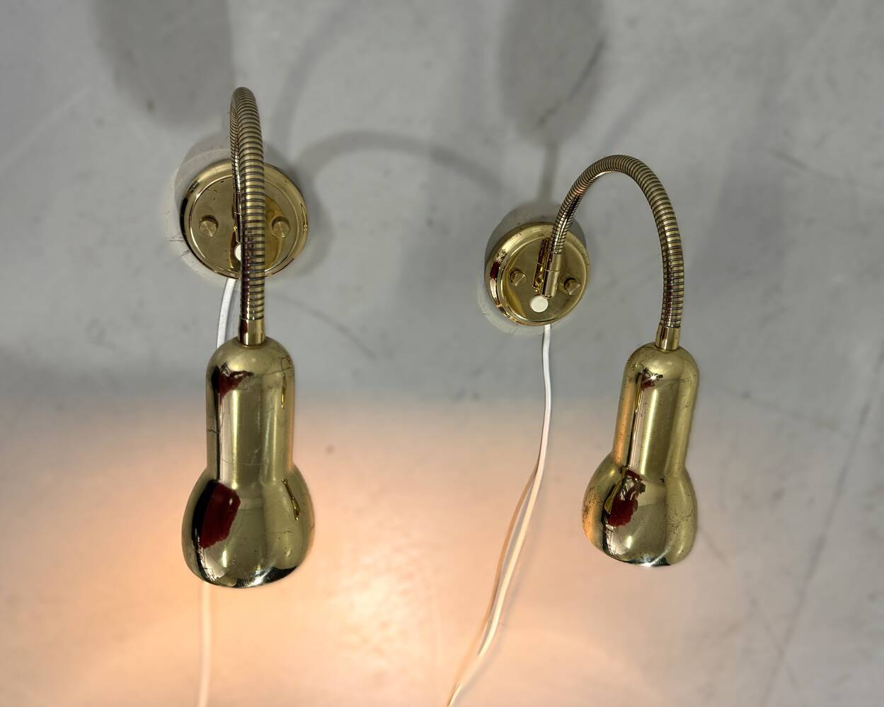 Brass flexible wall lamps, set of 2, 1960’s