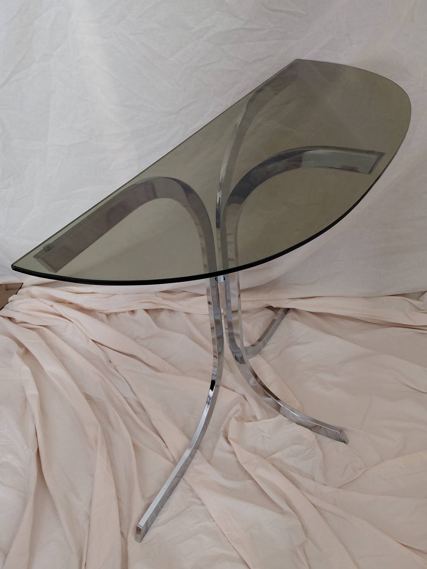 Console murale vintage 1970's verre et chrome