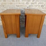 Paire de tables de chevet en orme, années 70-80
