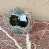 Venetian Murano mirror to stand or hang with blown flower decoration and friezes