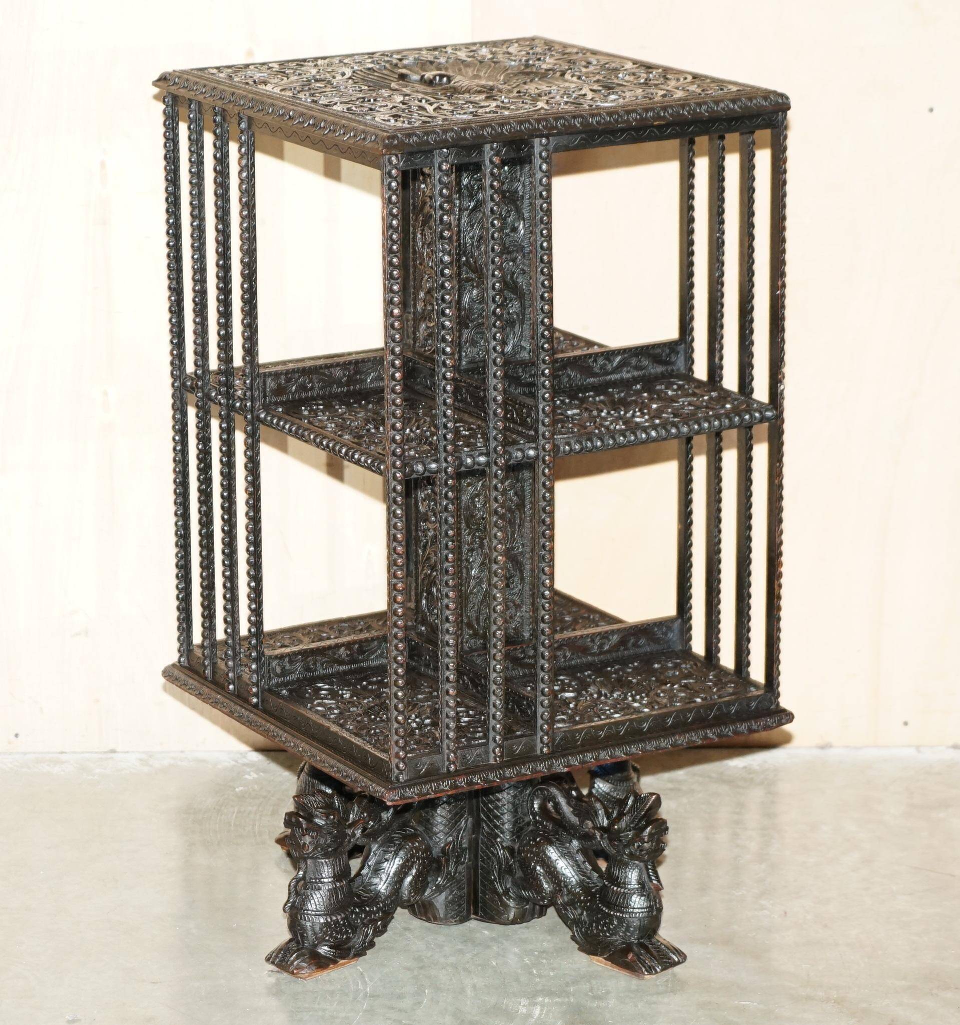 Anglo-Indian revolving library table, decorated, 1880.