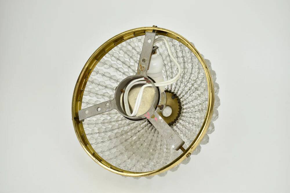 Vintage French brass and crystal flush mount antique