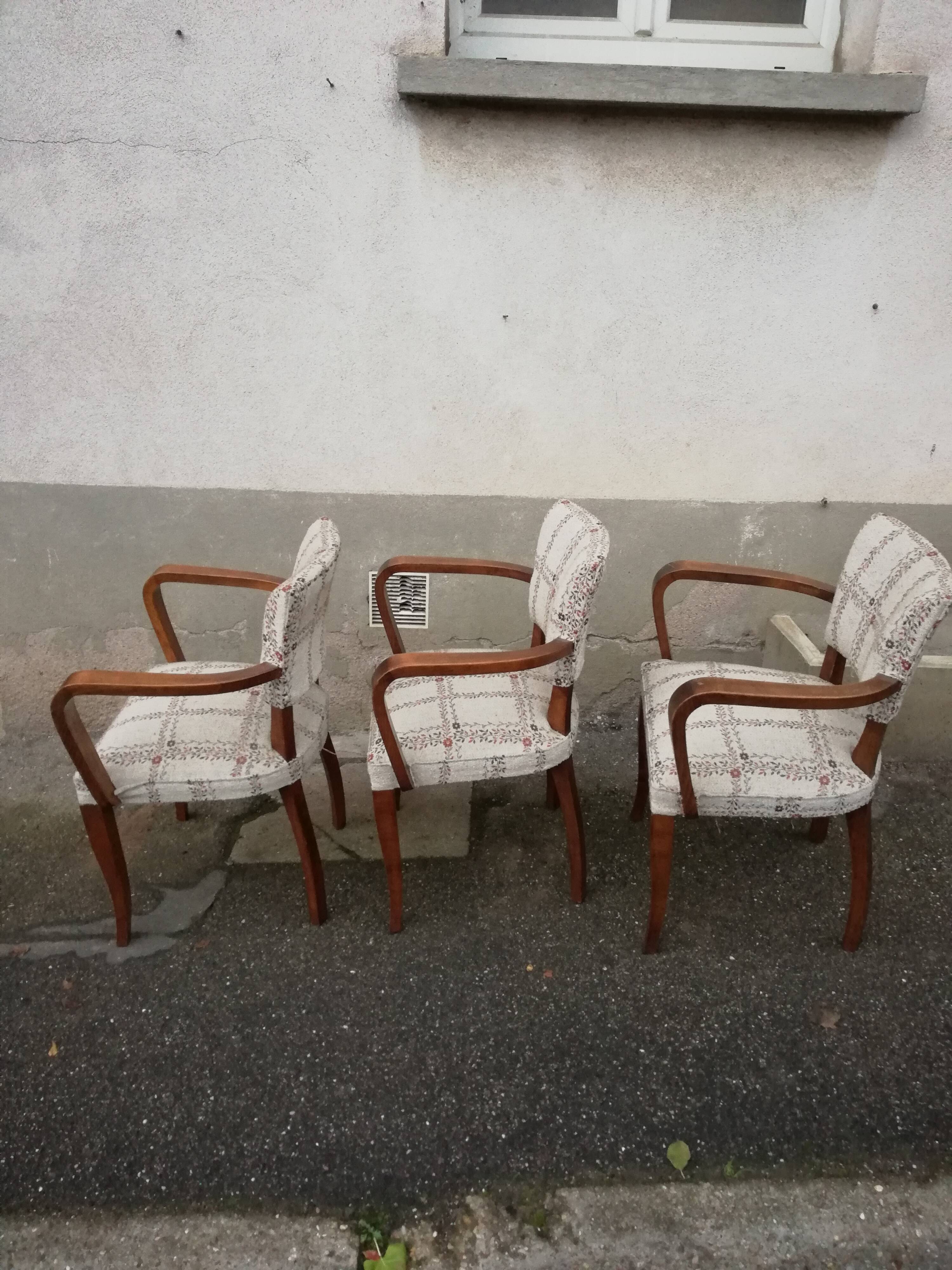 Set de 3 fauteuils bridge tissu beige