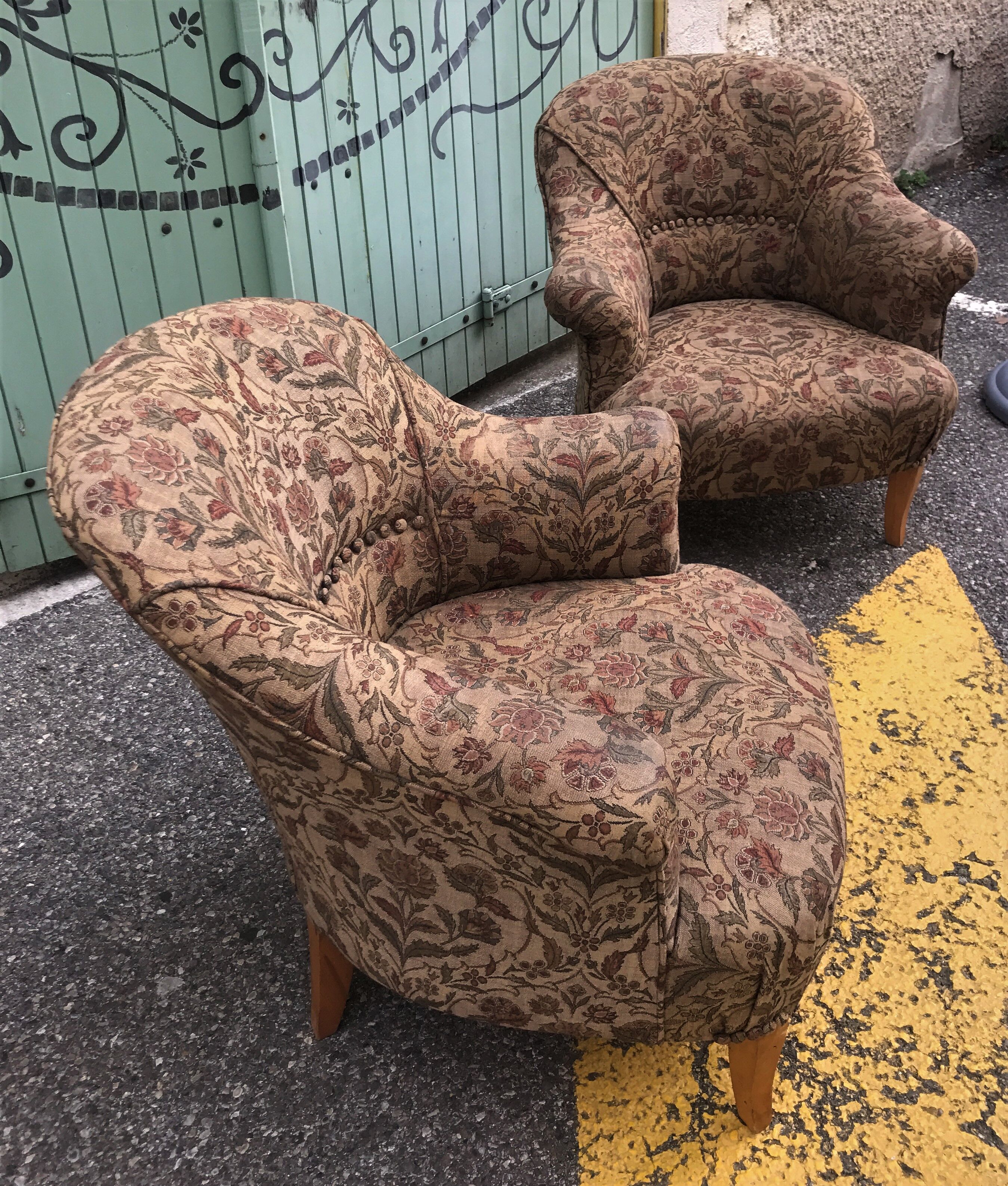 Pair of Art Deco toad armchairs