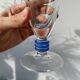 6 flûtes à champagne transparente pied bleu design