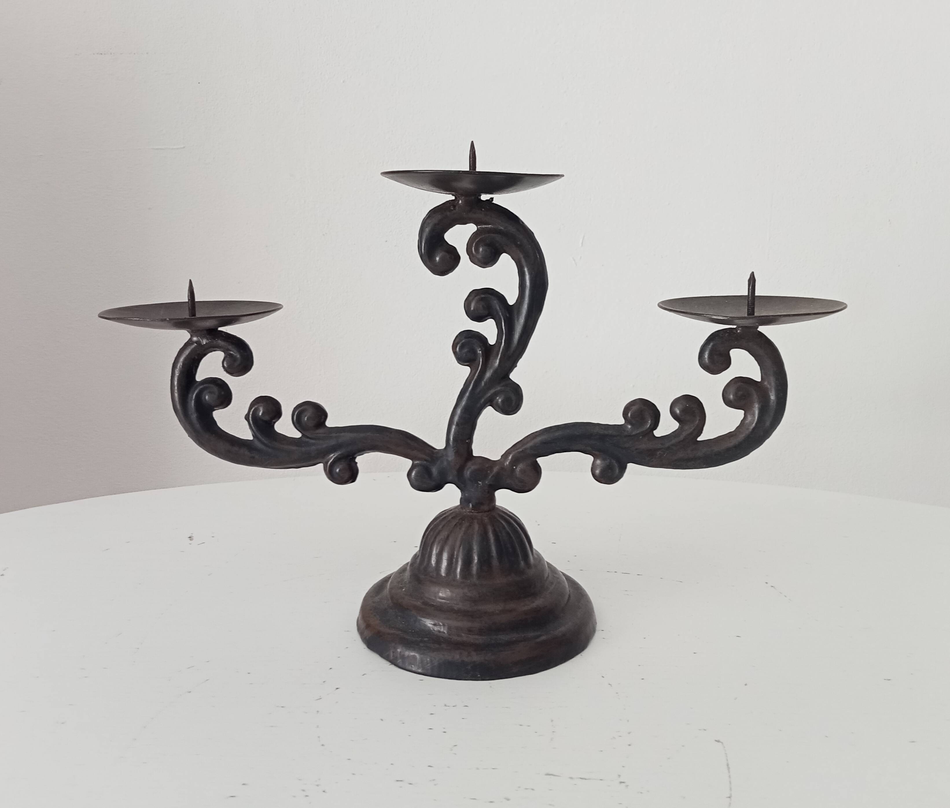 Old enamelled cast iron chandelier