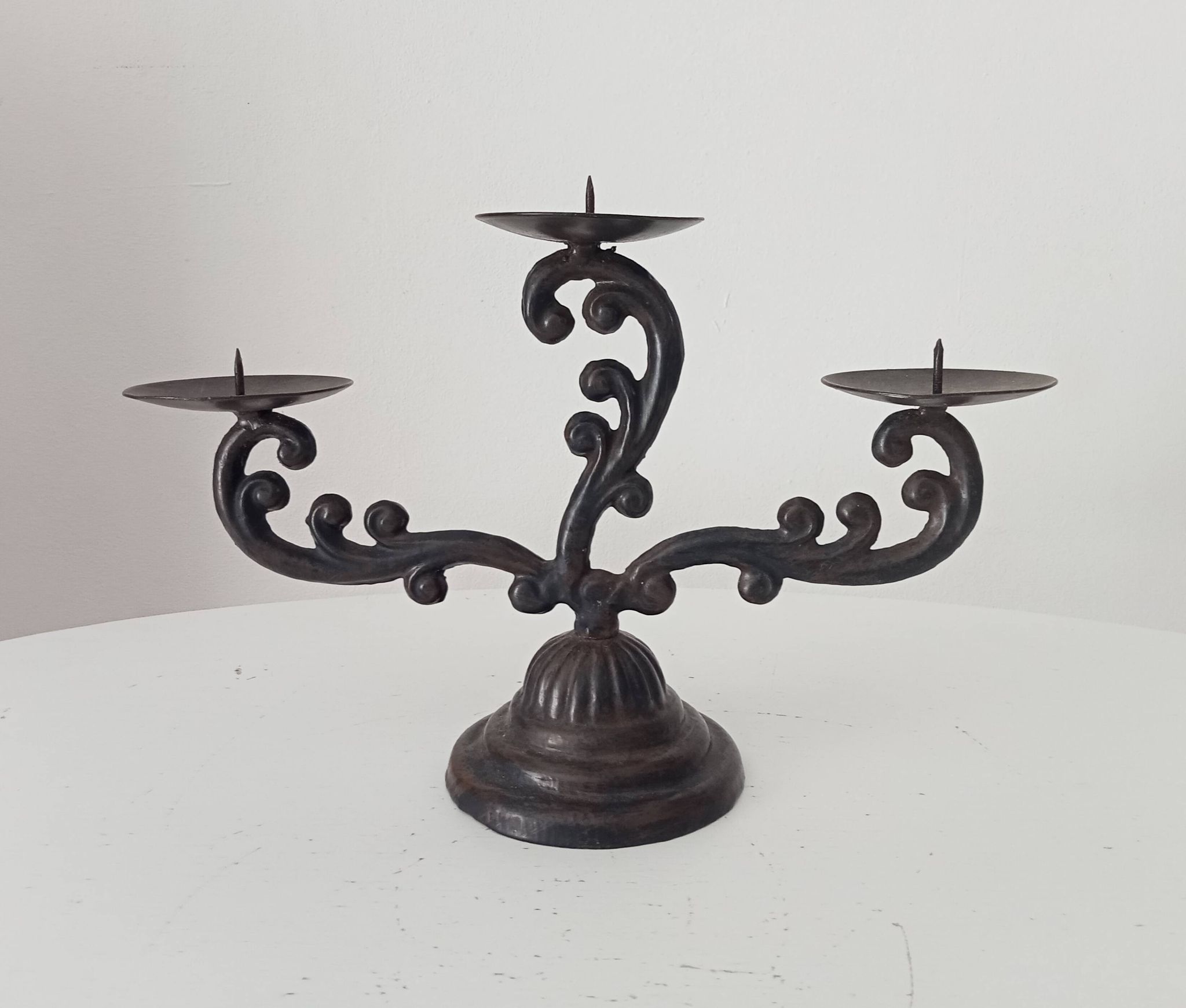 Old enamelled cast iron chandelier