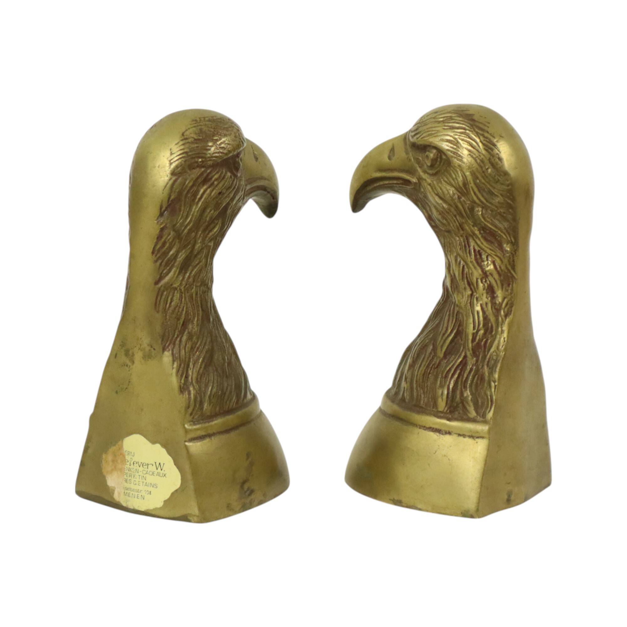 Pair of Vintage Brass Bird of Prey Eagle Bookends