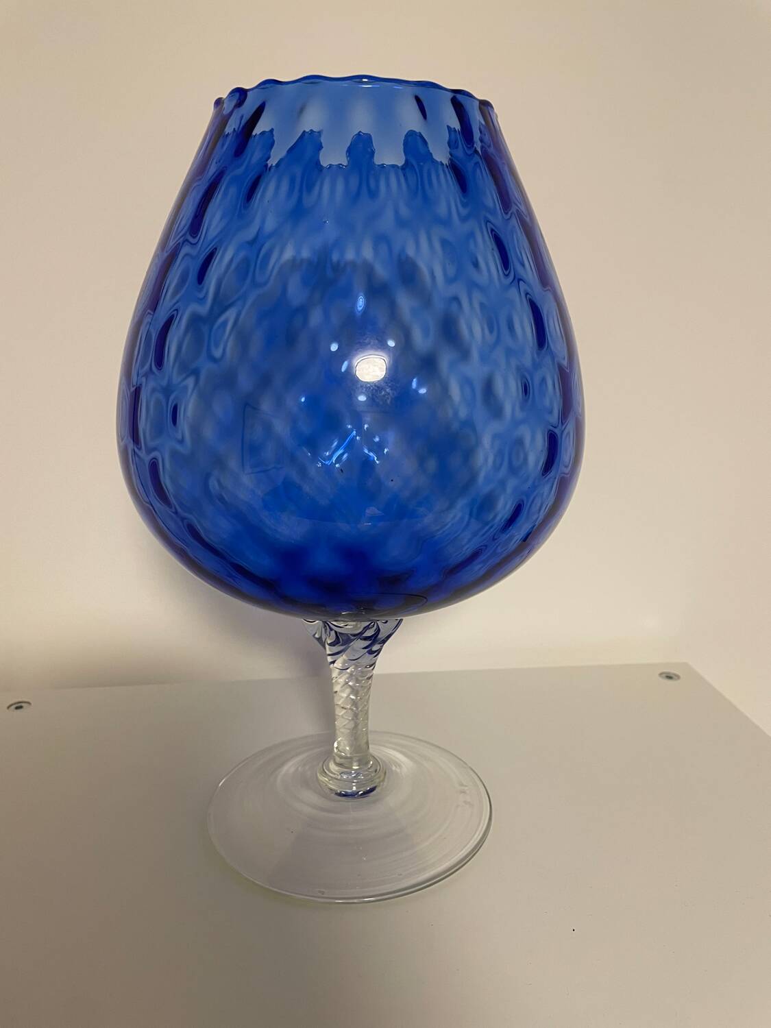 Large cobalt blue blown glass - Art piece.