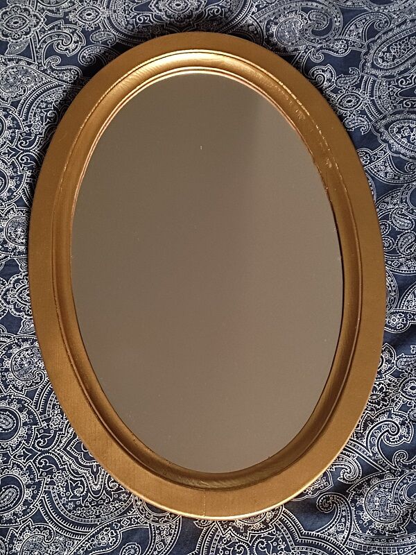 Oval mirror frame wood patinated gilded ice, 49x36 cm