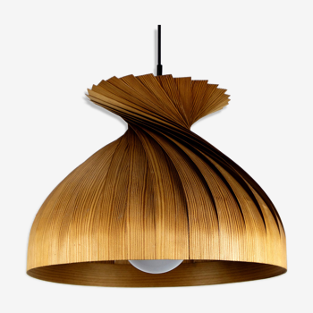 Vintage pine veneer pendant lamp by Hans Agne Kakobsson, 1960