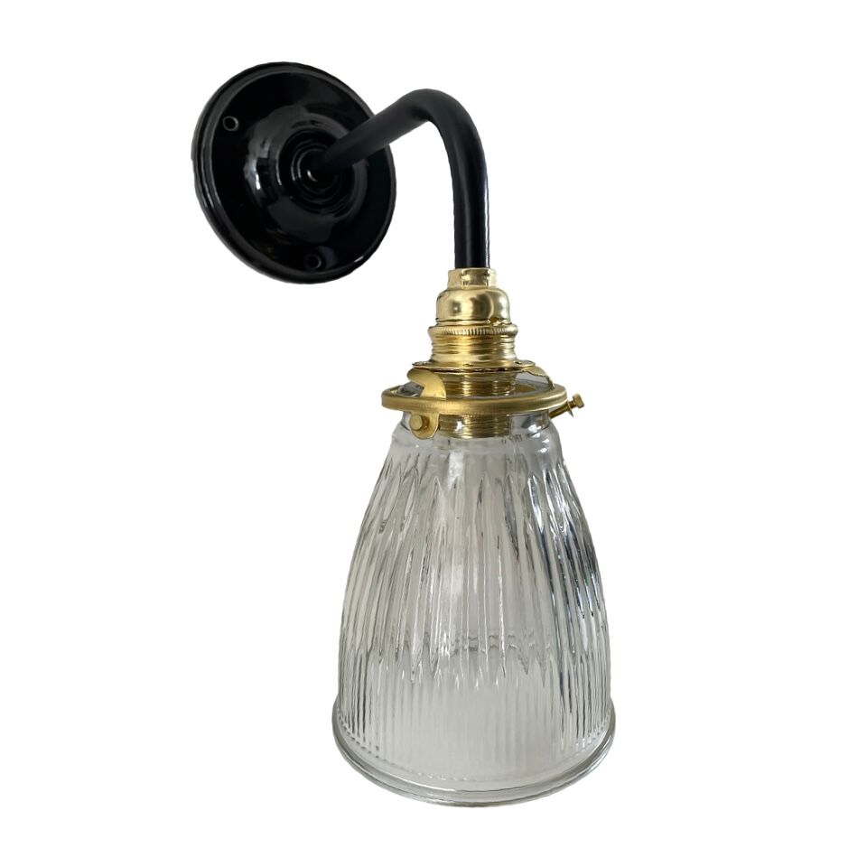 Wall lamp in brass glass and ceramic
