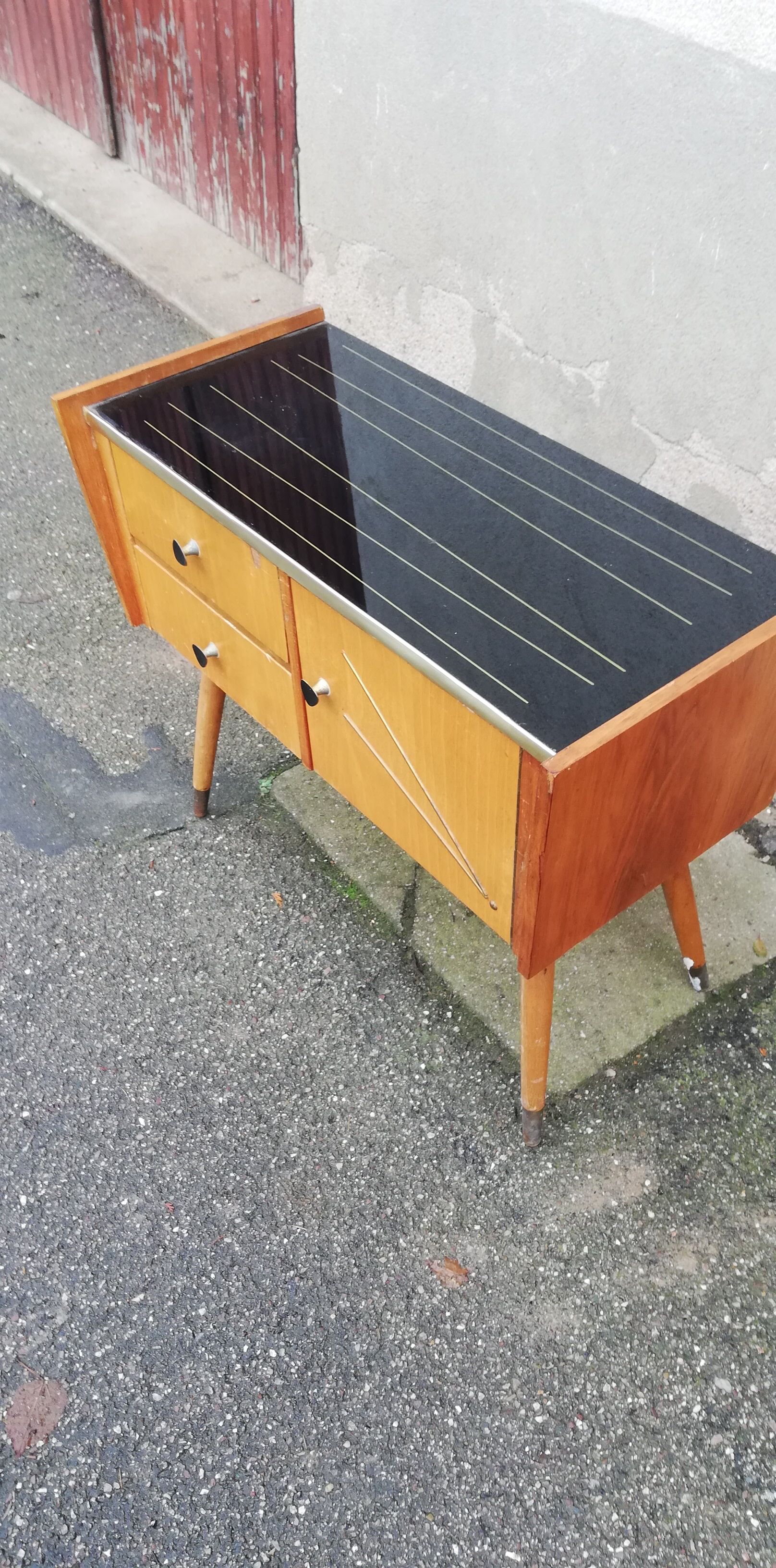 Commode vintage 2 tiroirs 1 porte