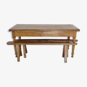 Cherry table with 2 benches