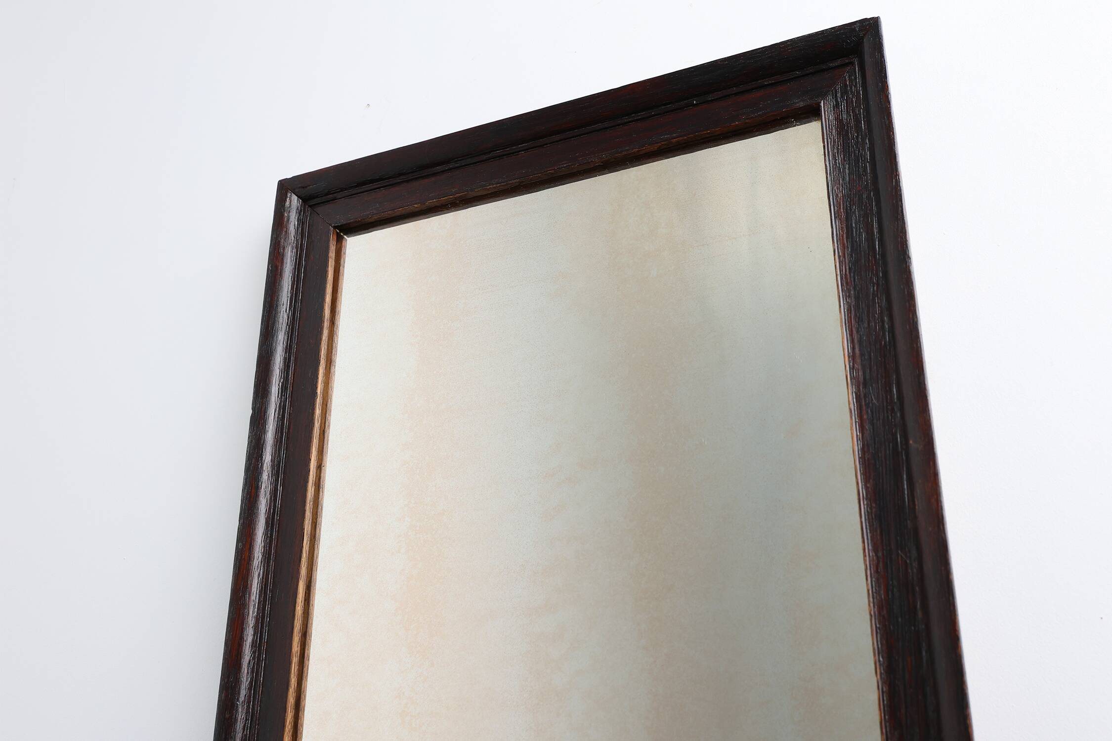 Miroir belge Art Déco en bois avec verre vieilli, vers 1930