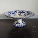 Presentoir en faience creil montereau flora ancien compotier sur piedouche
